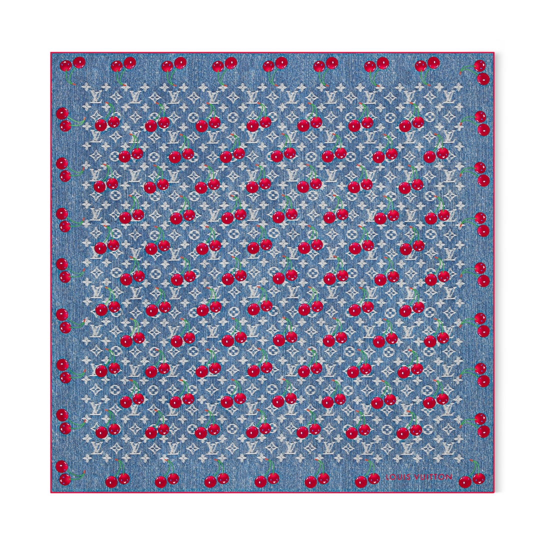 LV x TM Denim Cerise Square 90 - Luxury Silk Squares and Bandeaus